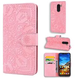 Retro Embossing Mandala Flower Leather Wallet Case for Mi Xiaomi Pocophone F1 - Pink