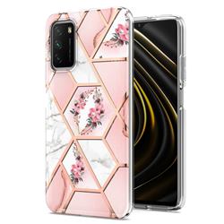 Pink Flower Marble Electroplating Protective Case Cover for Mi Xiaomi Poco M3