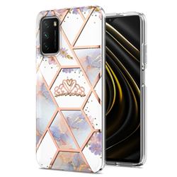 Crown Purple Flower Marble Electroplating Protective Case Cover for Mi Xiaomi Poco M3