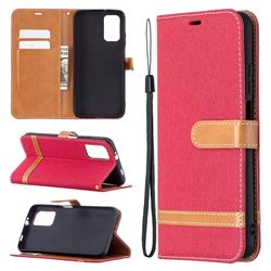 Jeans Cowboy Denim Leather Wallet Case for Mi Xiaomi Poco M3 - Red