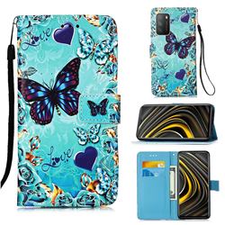 Love Butterfly Matte Leather Wallet Phone Case for Mi Xiaomi Poco M3