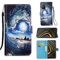 Waves and Sun Matte Leather Wallet Phone Case for Mi Xiaomi Poco M3