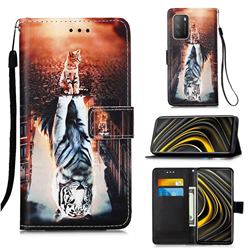 Cat and Tiger Matte Leather Wallet Phone Case for Mi Xiaomi Poco M3