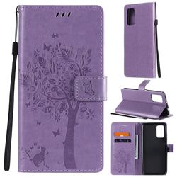 Embossing Butterfly Tree Leather Wallet Case for Mi Xiaomi Poco M3 - Violet