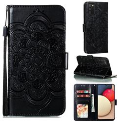 Intricate Embossing Datura Solar Leather Wallet Case for Mi Xiaomi Poco M3 - Black