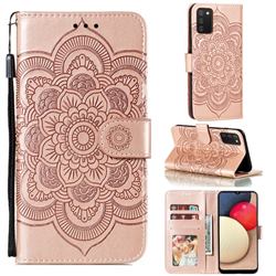 Intricate Embossing Datura Solar Leather Wallet Case for Mi Xiaomi Poco M3 - Rose Gold