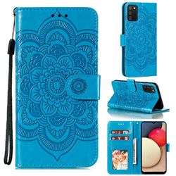 Intricate Embossing Datura Solar Leather Wallet Case for Mi Xiaomi Poco M3 - Blue