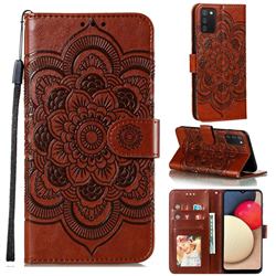 Intricate Embossing Datura Solar Leather Wallet Case for Mi Xiaomi Poco M3 - Brown