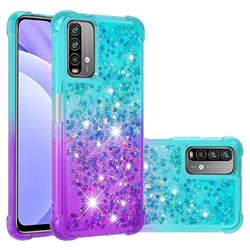 Rainbow Gradient Liquid Glitter Quicksand Sequins Phone Case for Mi Xiaomi Poco M3 - Blue Purple