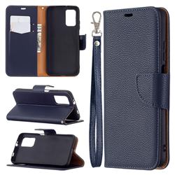 Classic Luxury Litchi Leather Phone Wallet Case for Mi Xiaomi Poco M3 - Blue