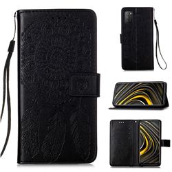 Embossing Dream Catcher Mandala Flower Leather Wallet Case for Mi Xiaomi Poco M3 - Black