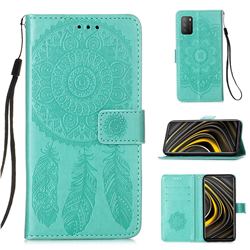 Embossing Dream Catcher Mandala Flower Leather Wallet Case for Mi Xiaomi Poco M3 - Green