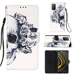 Skull Flower 3D Painted Leather Wallet Case for Mi Xiaomi Poco M3