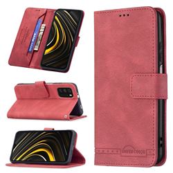 Binfen Color RFID Blocking Leather Wallet Case for Mi Xiaomi Poco M3 - Red