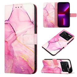 Pink Purple Marble Leather Wallet Protective Case for Mi Xiaomi Poco M4 Pro 4G