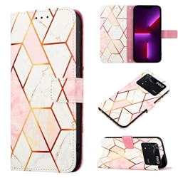 Pink White Marble Leather Wallet Protective Case for Mi Xiaomi Poco M4 Pro 4G