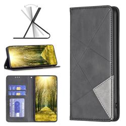 Prismatic Slim Magnetic Sucking Stitching Wallet Flip Cover for Mi Xiaomi Poco M4 Pro 4G - Black