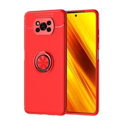 Auto Focus Invisible Ring Holder Soft Phone Case for Mi Xiaomi Poco X3 NFC - Red