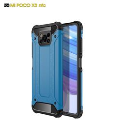 King Kong Armor Premium Shockproof Dual Layer Rugged Hard Cover for Mi Xiaomi Poco X3 NFC - Sky Blue