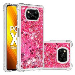 Dynamic Liquid Glitter Sand Quicksand TPU Case for Mi Xiaomi Poco X3 NFC - Pink Love Heart