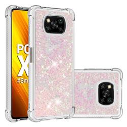 Dynamic Liquid Glitter Sand Quicksand TPU Case for Mi Xiaomi Poco X3 NFC - Silver Powder Star