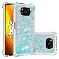Dynamic Liquid Glitter Sand Quicksand TPU Case for Mi Xiaomi Poco X3 NFC - Silver Blue Star