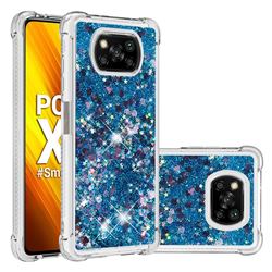 Dynamic Liquid Glitter Sand Quicksand TPU Case for Mi Xiaomi Poco X3 NFC - Blue Love Heart