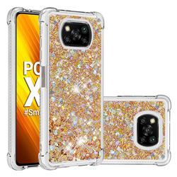 Dynamic Liquid Glitter Sand Quicksand TPU Case for Mi Xiaomi Poco X3 NFC - Rose Gold Love Heart