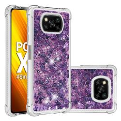 Dynamic Liquid Glitter Sand Quicksand Star TPU Case for Mi Xiaomi Poco X3 NFC - Purple