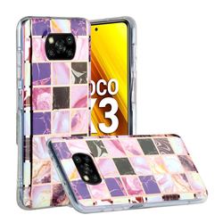 Square Puzzle Painted Marble Electroplating Protective Case for Mi Xiaomi Poco X3 NFC