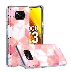 Cherry Glitter Painted Marble Electroplating Protective Case for Mi Xiaomi Poco X3 NFC