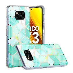 Green Glitter Painted Marble Electroplating Protective Case for Mi Xiaomi Poco X3 NFC