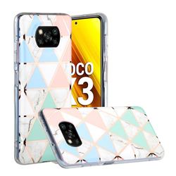 Fresh Triangle Painted Marble Electroplating Protective Case for Mi Xiaomi Poco X3 NFC