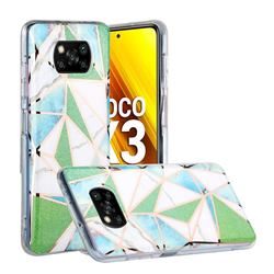 Green Triangle Painted Marble Electroplating Protective Case for Mi Xiaomi Poco X3 NFC