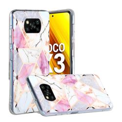 Purple and White Painted Marble Electroplating Protective Case for Mi Xiaomi Poco X3 NFC