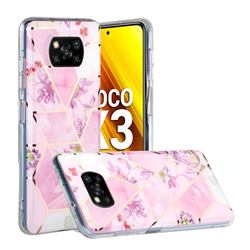 Purple Flower Painted Marble Electroplating Protective Case for Mi Xiaomi Poco X3 NFC