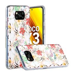 Tropical Rainforest Flower Painted Marble Electroplating Protective Case for Mi Xiaomi Poco X3 NFC