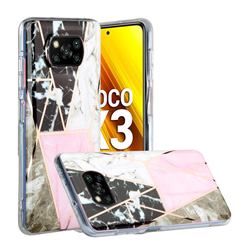 Pink and Black Painted Marble Electroplating Protective Case for Mi Xiaomi Poco X3 NFC