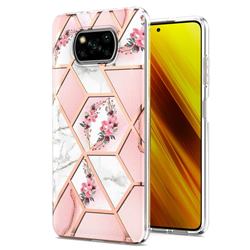 Pink Flower Marble Electroplating Protective Case Cover for Mi Xiaomi Poco X3 NFC