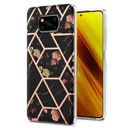 Black Rose Flower Marble Electroplating Protective Case Cover for Mi Xiaomi Poco X3 NFC