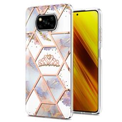 Crown Purple Flower Marble Electroplating Protective Case Cover for Mi Xiaomi Poco X3 NFC