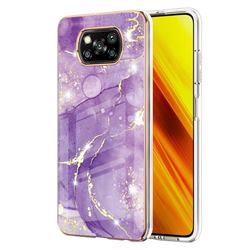 Fashion Purple Electroplated Gold Frame 2.0 Thickness Plating Marble IMD Soft Back Cover for Mi Xiaomi Poco X3 NFC