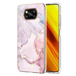 Rose Gold Dancing Electroplated Gold Frame 2.0 Thickness Plating Marble IMD Soft Back Cover for Mi Xiaomi Poco X3 NFC
