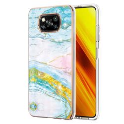 Green Golden Electroplated Gold Frame 2.0 Thickness Plating Marble IMD Soft Back Cover for Mi Xiaomi Poco X3 NFC