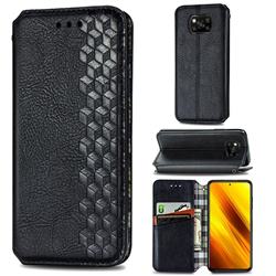 Ultra Slim Fashion Business Card Magnetic Automatic Suction Leather Flip Cover for Mi Xiaomi Poco X3 NFC - Black