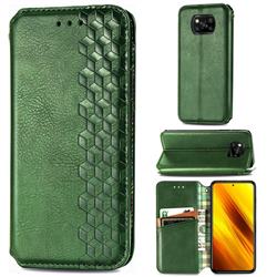 Ultra Slim Fashion Business Card Magnetic Automatic Suction Leather Flip Cover for Mi Xiaomi Poco X3 NFC - Green