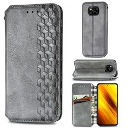 Ultra Slim Fashion Business Card Magnetic Automatic Suction Leather Flip Cover for Mi Xiaomi Poco X3 NFC - Grey
