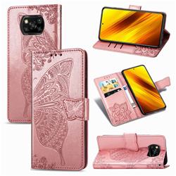 Embossing Mandala Flower Butterfly Leather Wallet Case for Mi Xiaomi Poco X3 NFC - Rose Gold