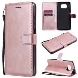 Retro Greek Classic Smooth PU Leather Wallet Phone Case for Mi Xiaomi Poco X3 NFC - Rose Gold