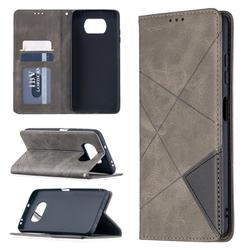 Prismatic Slim Magnetic Sucking Stitching Wallet Flip Cover for Mi Xiaomi Poco X3 NFC - Gray